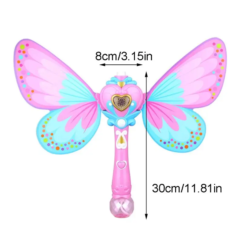

Kids Handheld Magic Wand Bubble Machine Electric Butterfly Bubble Blower Maker with Music Light Children Outdoor Garden Toy Gift