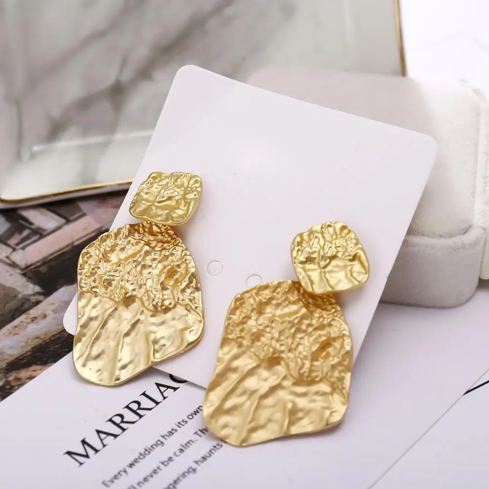 

MS MEOW New Fashion Oversize Dangle Drop Korean Earrings For Women Geometric Round Heart Golden Earring 2020 Wedding Jewelry