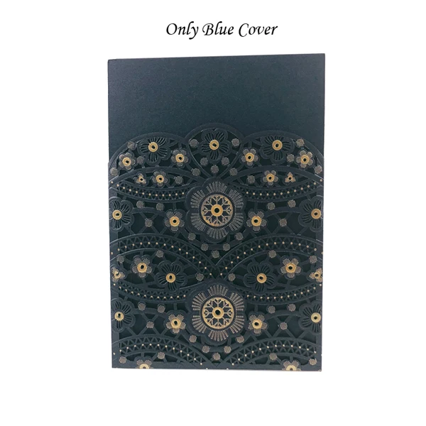 Fifty Blue Covers 1 шт. элегантная вырезанная лазером Свадебная пригласительная открытка кружевная Флора на заказ с конвертом поздравительная открытка Свадебные украшения вечерние сувениры - Цвет: Fifty Blue Covers