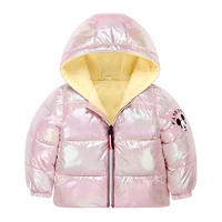 children winter coat cartoon mickey cotton hooded jacket zipper top outwear bright color fabric windproof warm kids sweatshirt