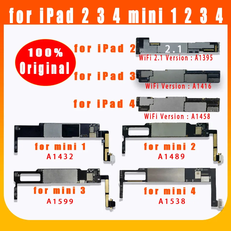 Без iCloud A1432 A1489 A1599 A1538 для iPad mini 1 2 3 4 материнская плата A1395 A1416 A1458 логические платы