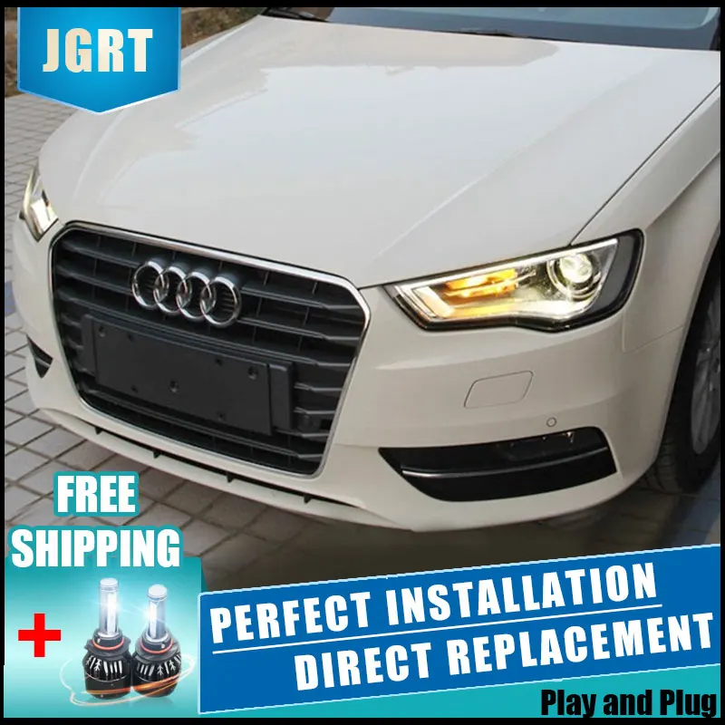 2 шт. светодиодный фары для автомобиля Audi A3 2013 Автомобильный светодиодный свет двойной ксеноновые линзы автомобильные аксессуары Габаритные огни противотуманных фар