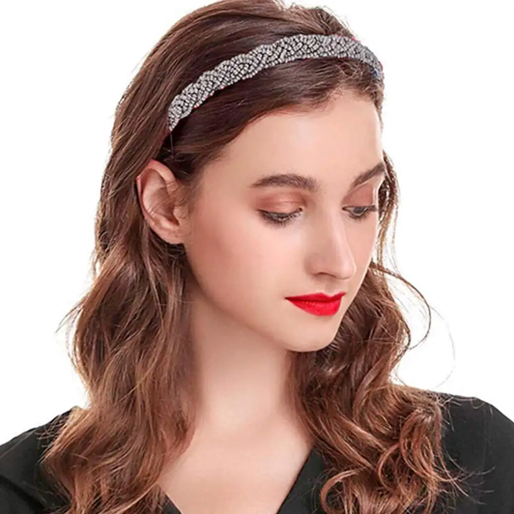 5pcs Braided Headbands Rhinestone Headband Women Beads Bezel Hair hoop Korea Hairband Girls Bride Wedding Accessories |