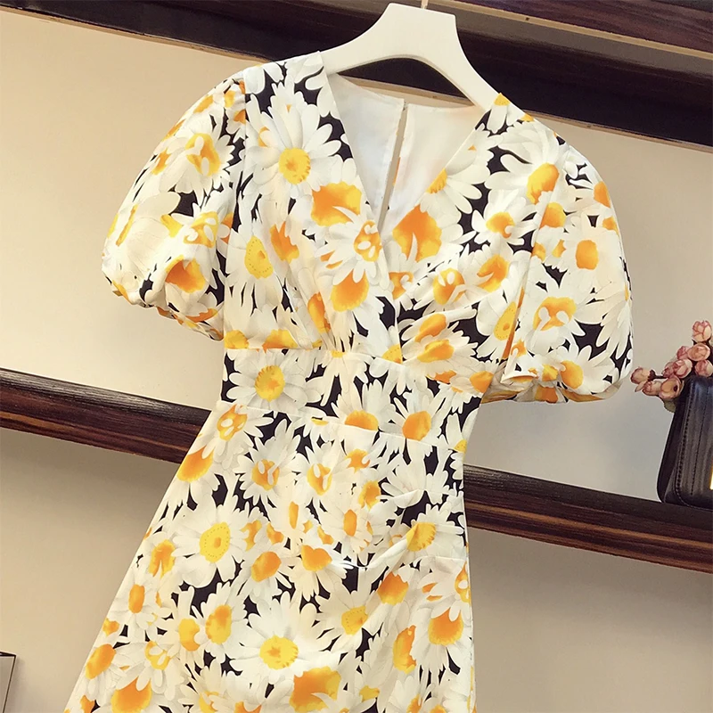 Женское мини-платье с пышными рукавами модельные дизайнерские платья v-образным