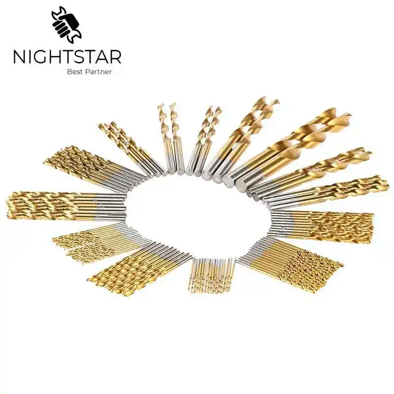 Krachtige 99pcs Twist Drill Bit Set HSS Titanium Coated Tool Woodworking Wood Drilling Tools Power Kit Hole Saw | Инструменты