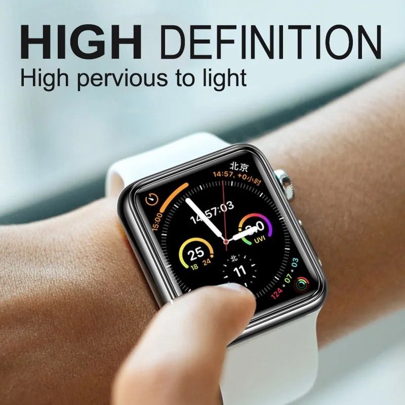 УФ жидкий клей закаленное стекло для Apple Watch Series 7 6 SE 5 4 3 Защитная пленка экрана 38 40