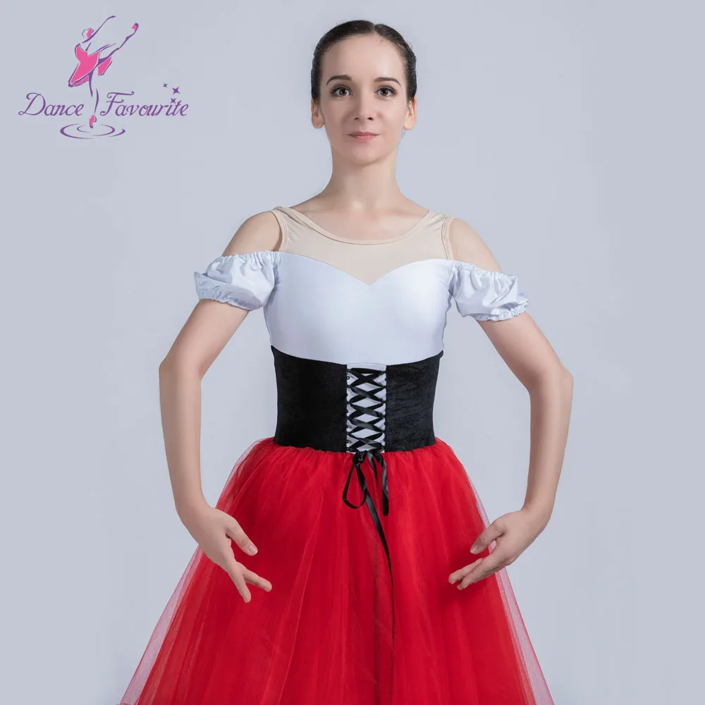 Черный и белый топ из спандекса лиф с красной тюлевой пачкой романтичная пачка