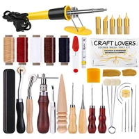 nonvor 34 pcs set professional leather craft tools kit leather supplies waxed thread cord leather sewing needles for beginner