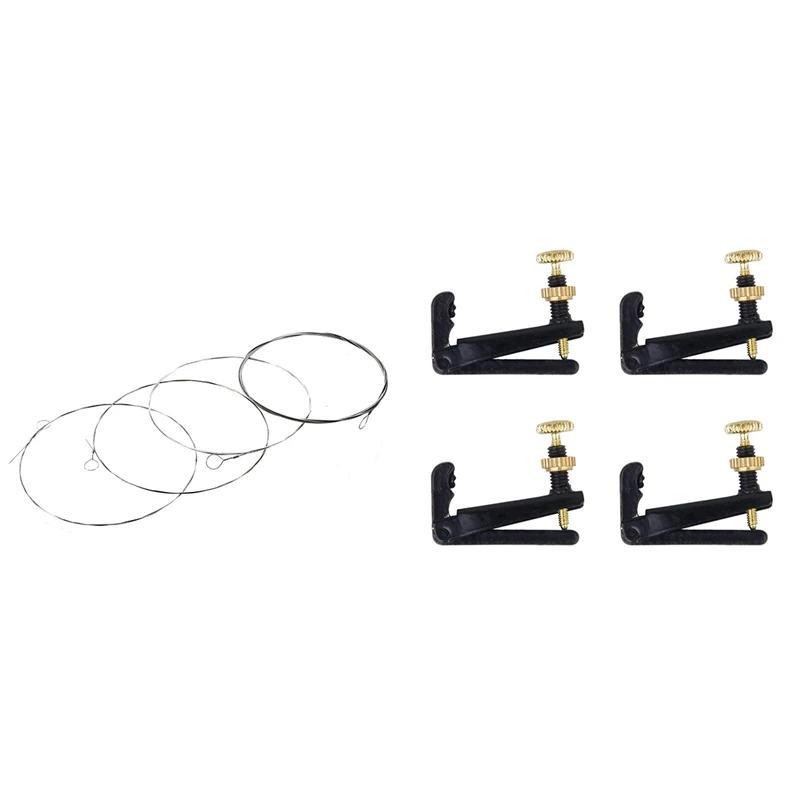 

2 Set Musical Instrument Accessories:1 Set 3/ 4-4/ 4 Violin Fine Tuner String Plate & 1 Set 4 Strings for Banjo