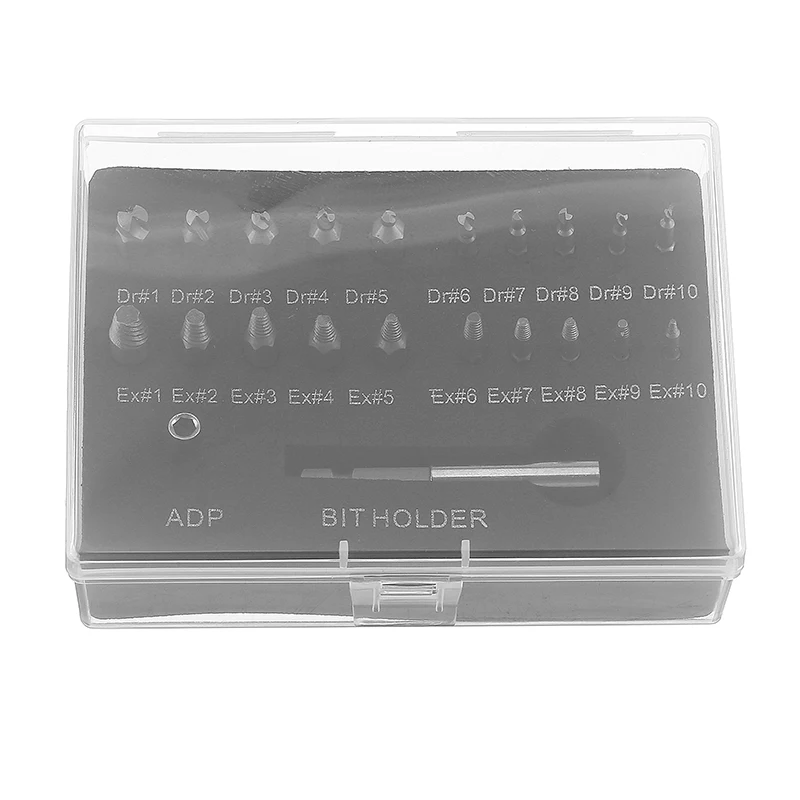 

22Pcs Damaged Screw Extractor Set Broken Bolt Remover Repair Tool Easy Out Stripped Drill Bits For Alloy/Hex/Square Head Bolts