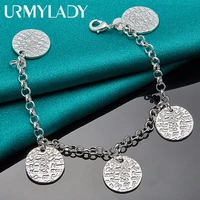 urmylady 925 sterling silver five round grain chain bracelet wedding engagement party for women fashion charm jewelry