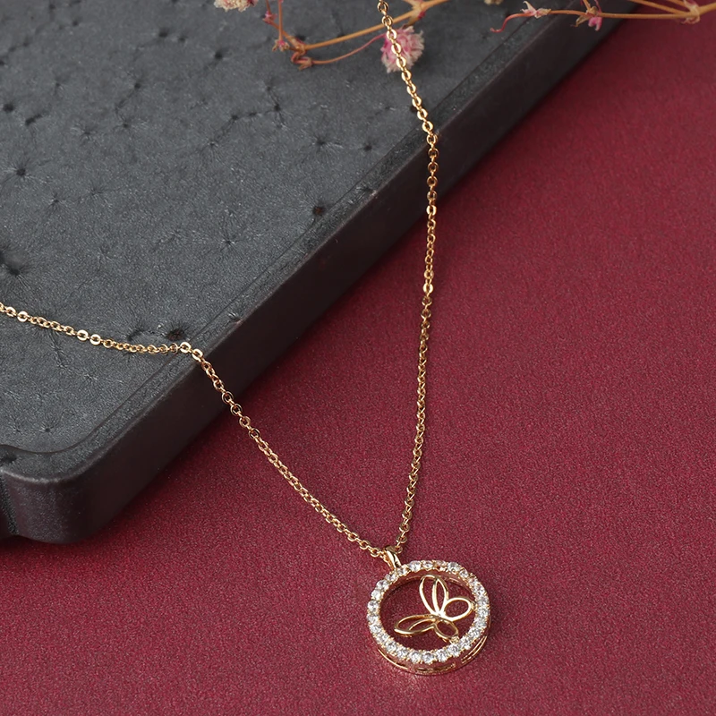 Роскошное украшение из фианита с бабочкой и кулоном Ожерелье полый симпатичное