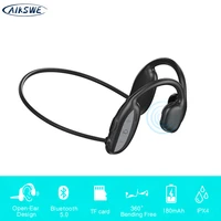 aikswe bluetooth open ear mp3 wireless sports headphones surround sound earphones stereo hands free with microphone for running