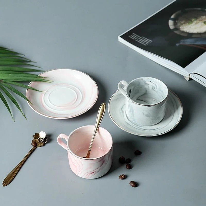 

Classic Nordic Ceramic Coffee Cups and Saucers Tableware Coffee Plates Dishes Afternoon Tea Set Home Kitchen Drinkware