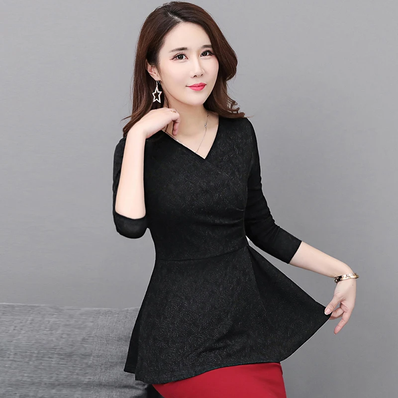 Женская утепленная Блузка с V-образным вырезом и длинным рукавом | одежда