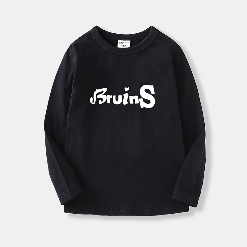 

Детские футболки для мальчиков, толстовки, топы, Детские хлопковые футболки с длинным рукавом на осень и весну для мальчиков и девочек, черн...