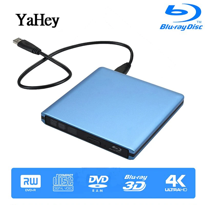 Bluray Burner Writer BD-RW USB 3,0 внешний DVD привод портативный Blu ray плеер CD/DVD RW оптический привод для ноутбуков hp