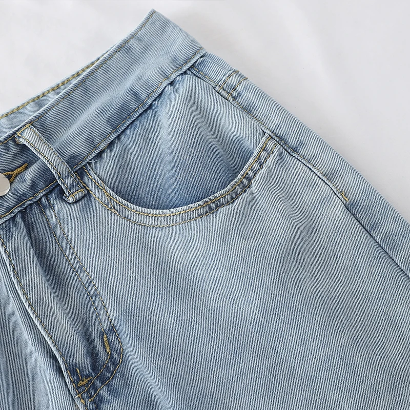 

new Fashion Women Denim Jeans 2020 High-waist Straight Jeans for Women Side Split Jeans Vintage Female Long Pant