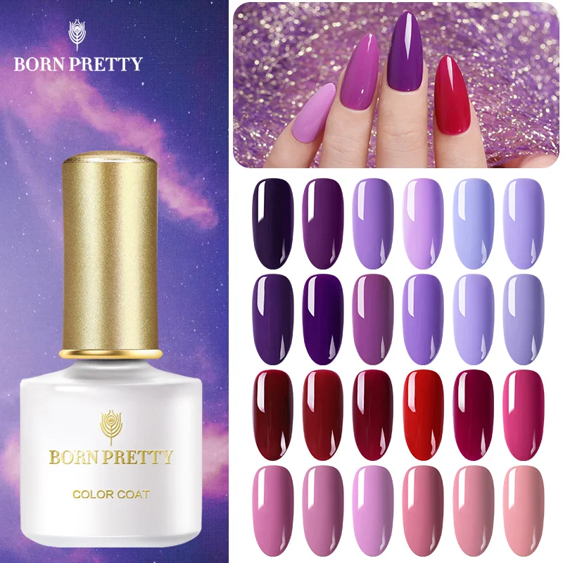 Гель-лак для ногтей серии BORN PRETTY красного и фиолетового цвета, 6 мл, чистый цвет для ногтей, замачиваемый УФ-светодиодный гель, маникюрный лак для дизайна ногтей