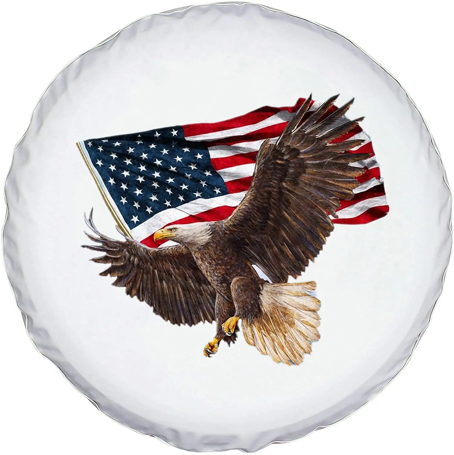 

Jayke Joy Spare Tire Cover, White Wheel Cover with American Eagle USA Flag PVC Leather Waterproof Dust-Proof Universal Fit
