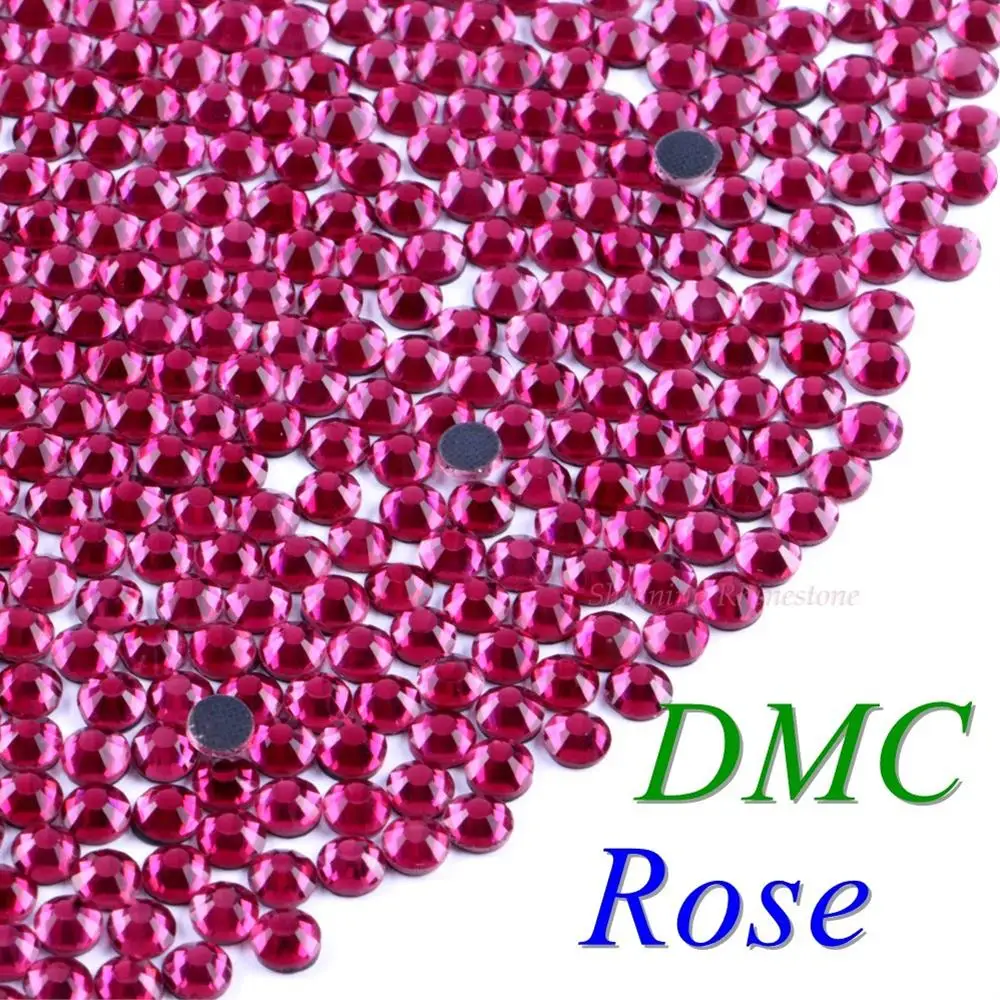 Rose 42 цвета на выбор! SS6 SS10 SS16 SS20 SS30 смешанные размеры DMC качественные стеклянные кристаллы горячей фиксации Стразы железные Стразы с бриллиантами - Цвет: Rose