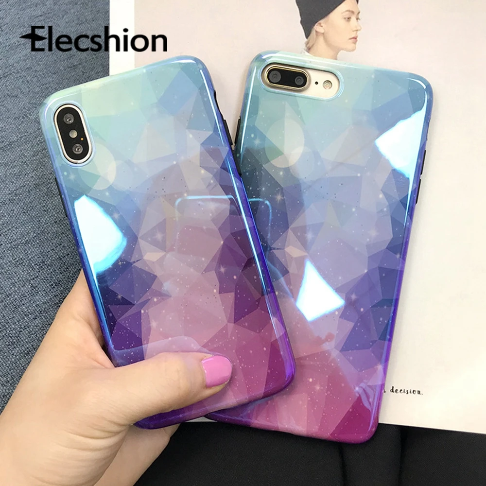 Чехол для iPhone 7 8 градиентная звезда X XR XS Max Алмазная глянцевая крышка телефона