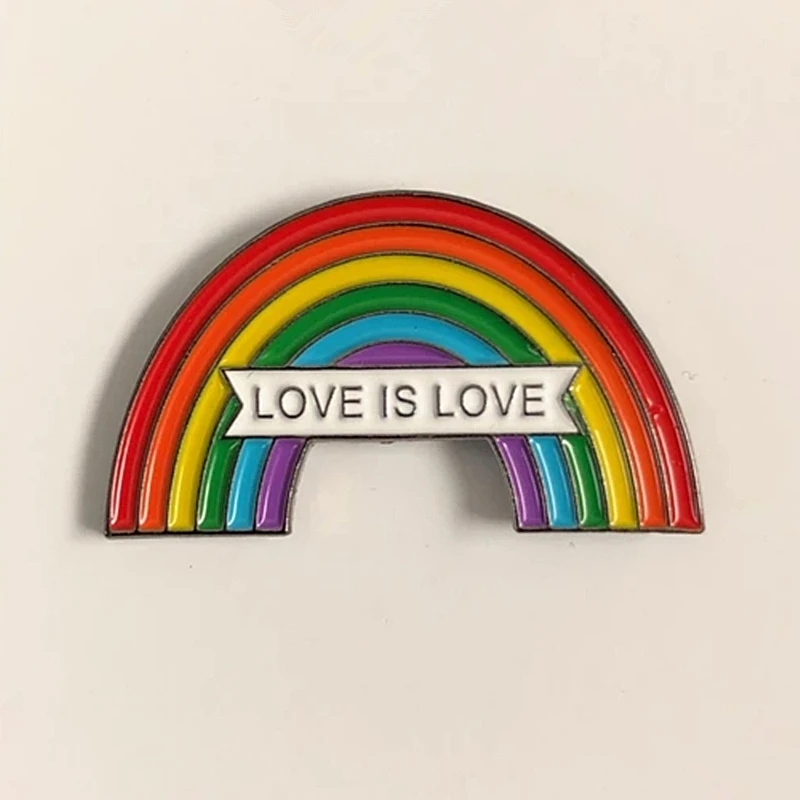 Симпатичная Радужная брошь с надписью Love Is эмалированные металлические значки