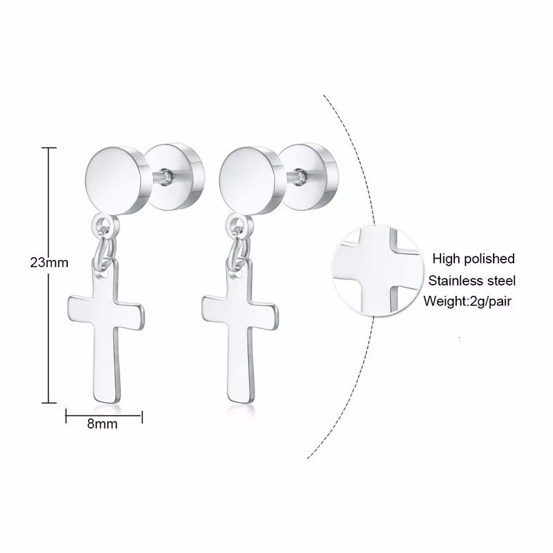 

Vnox Chic Cross Dangle Earrings for Women Men High Polished Stainless Steel Barbell Earring Drop Ship