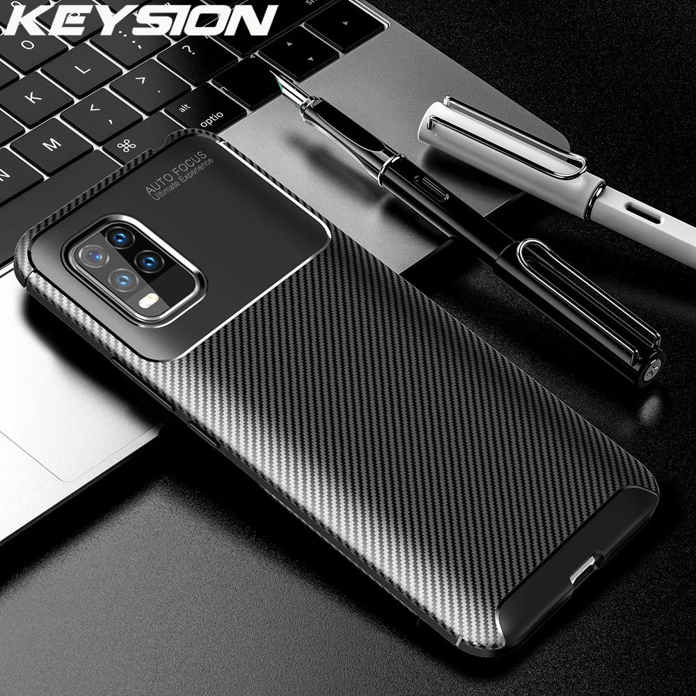 KEYSION роскошный силиконовый чехол из углеродного волокна для Xiaomi Mi 10 Lite