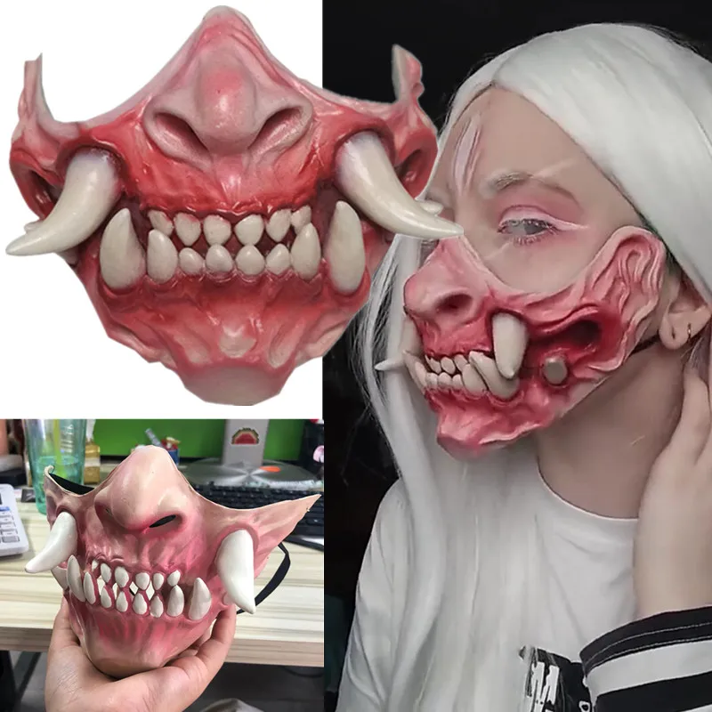 Японская Prajna Hannya Noh Кабуки демон Самурай Косплей латексная ужасная маска шлем