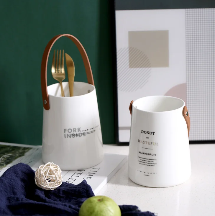 Столовые приборы с кожаными ручками контейнер для столовых приборов креативная