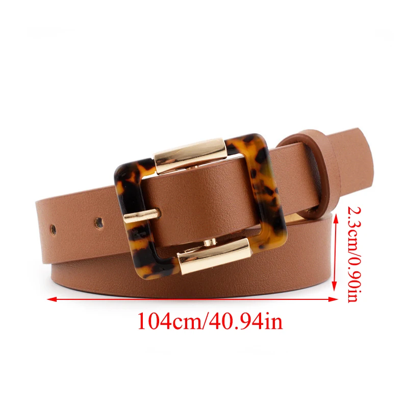 

Retro Leather Belt Women Rectangle Buckle Belts For Female Vintage Waist Solid Color Waistband For Jeans Decoration Cummerbund
