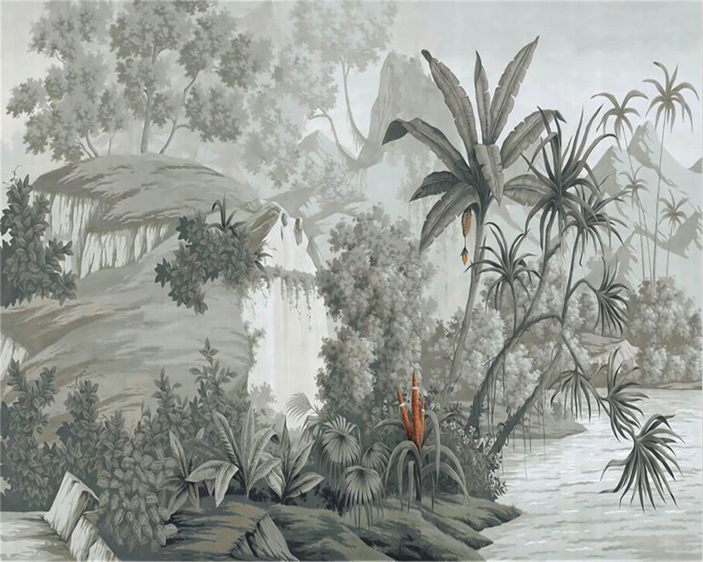 

beibehang Custom 3d mural tropical rain forest plant elephant flower bird living room bedroom decoration painting