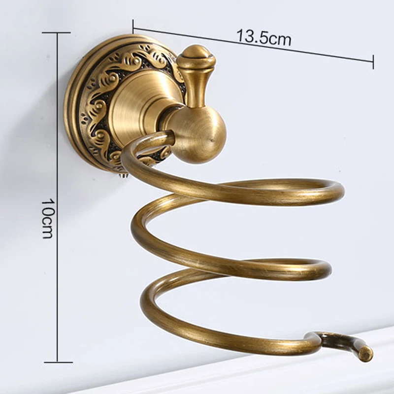 Однотонный алюминиевый античный настенный держатель для фена полка органайзер