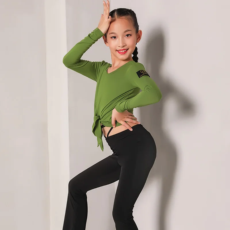 

Кроп-топ для латиноамериканских танцев для девочек, одежда для бальных танцев, костюм для сальсы, танго, танго, одежда для ча-ча, JL1797