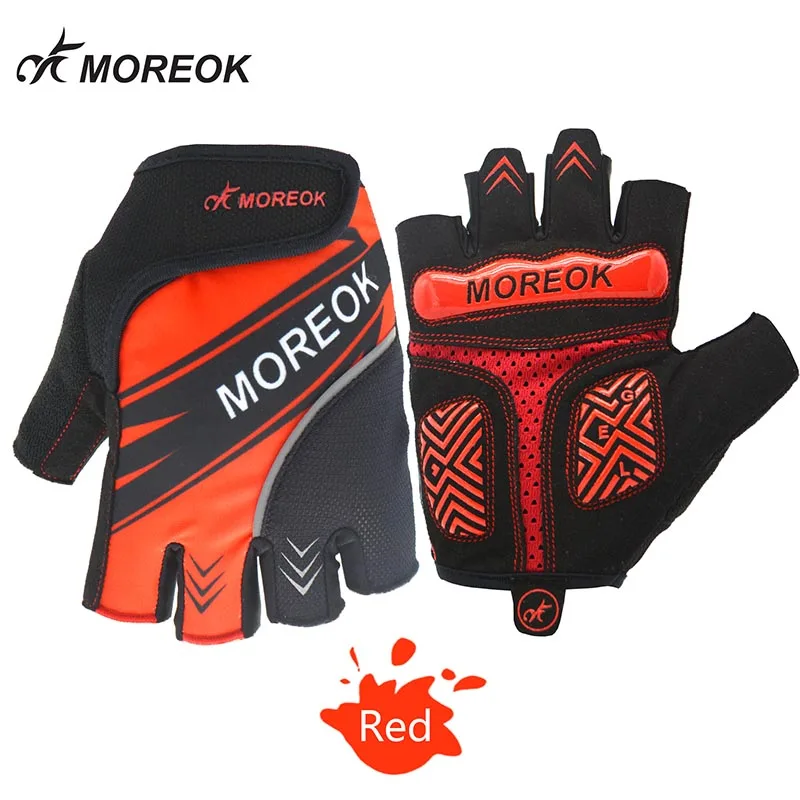 MK098Red MOREOK, полпальца, противоударные, дышащие, для шоссейного велосипеда, велосипедные перчатки, для велоспорта, противоскользящие, для велосипеда, для езды на велосипеде, для мужчин и женщин - Цвет: MK098Red