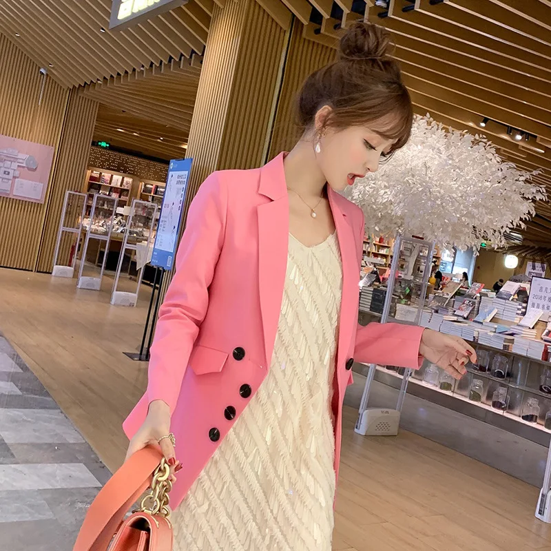 Черный Женский блейзер 2020 деловой женский офисный костюм куртки с карманами