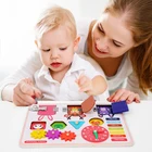 Доска для разблокировки по методике Монтессори, детские игрушки, деревянные защелки, часы, цветная форма, обучающие игрушки для детей
