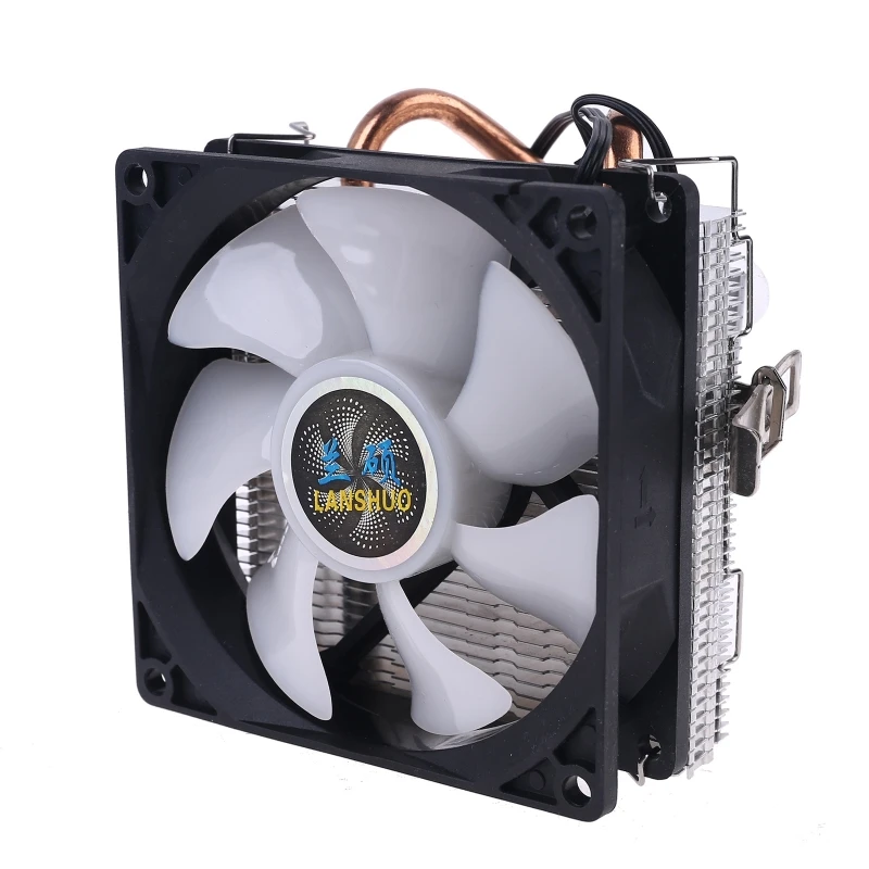 

CPU Cooler 2 Copper Heat Pipes 3Pin CPU Cooling Fan with 5 Colors Light for LGA 1151/1155/1156/AM2+/AM3+/AM4