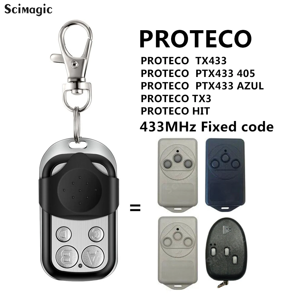 

PROTECO Garage Door Opener Remote Control 433.92MHz Fixed Code For PROTECO TX433 TX3 HIT PTX433 405 AZU Gate Replicator