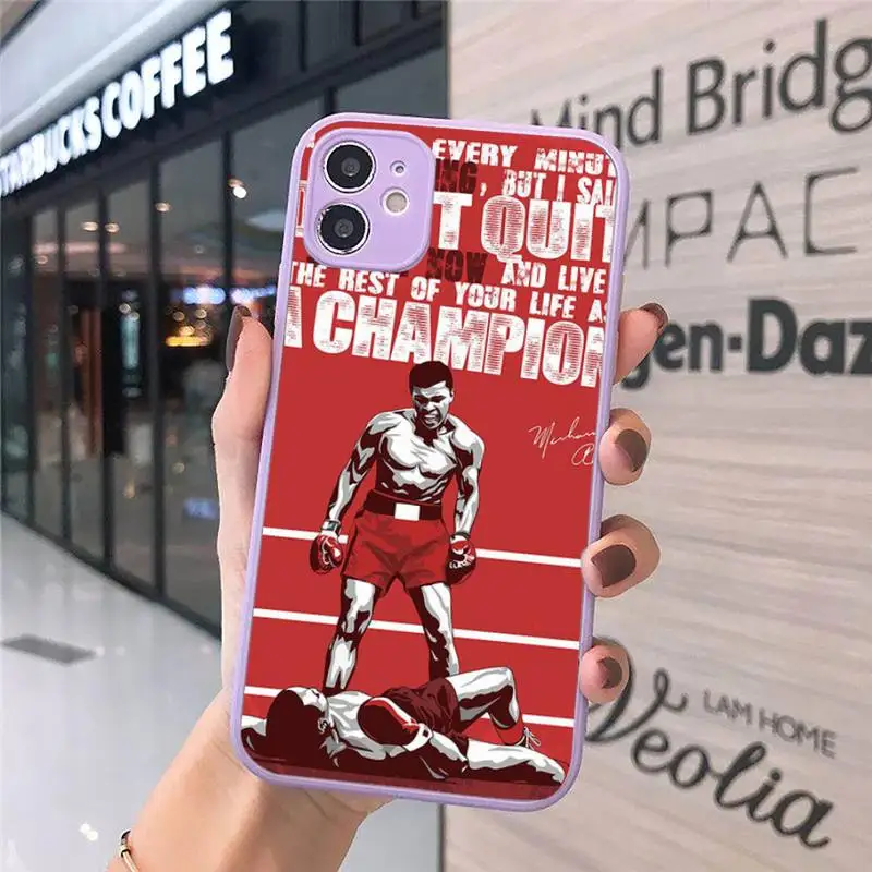 

Muhammad Ali boxing sport Phone Cases Matte Transparent for iPhone 7 8 11 12 s mini pro X XS XR MAX Plus cover funda