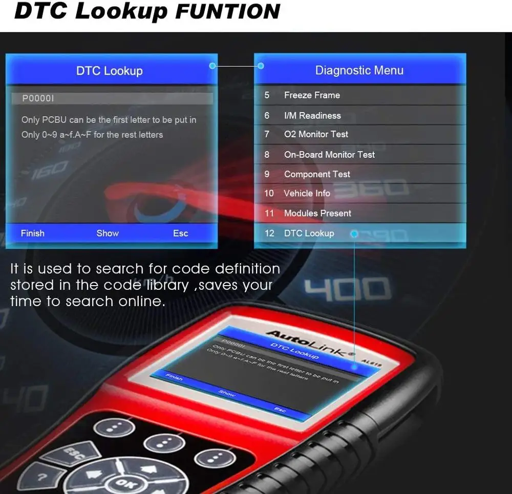 Autel Autolink AL619 полный OBD2 сканер считыватель кодов ABS SRS автомобильный