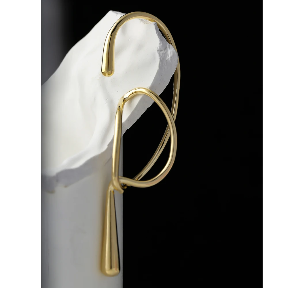 Серьги-каффы женские Yhpup металлические золотистого цвета без пирсинга 1 шт. |