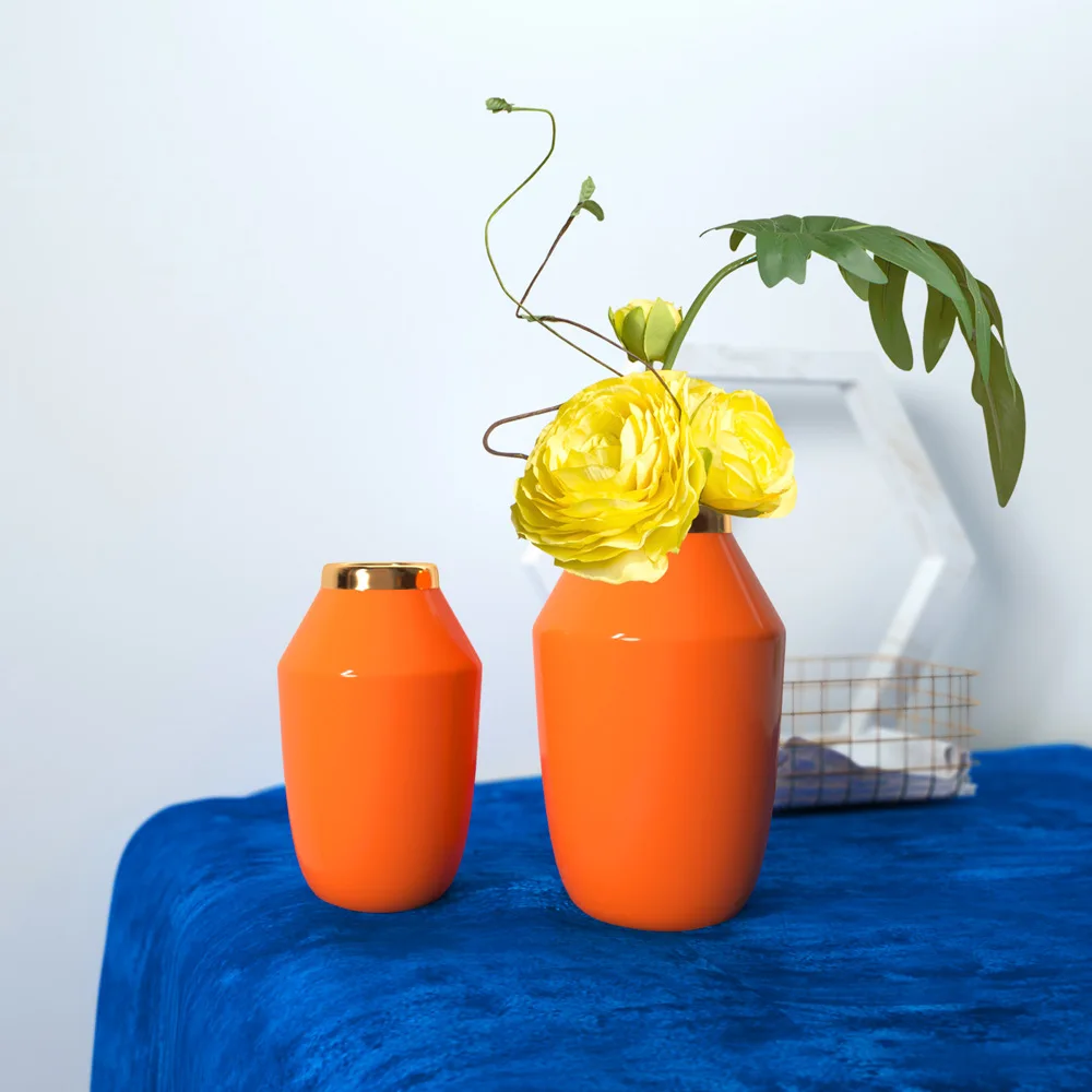 Цзиндэчжэнь простая современная керамическая ваза оранжево-Красного цвета из