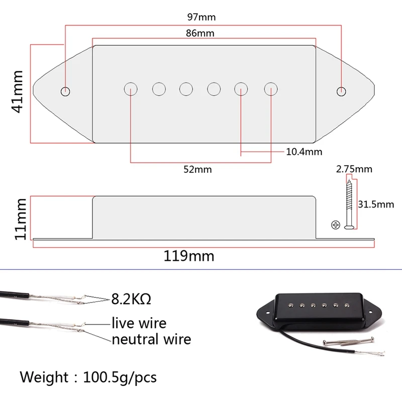 

1 Pair P90 Guitar Pickups Single Coil Neck&Bridge for Electric Guitar Replacement Parts