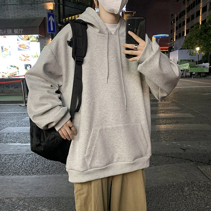 

2021 Men's Fashion Oversized Style Coats 13 Color Hooded Hoodies Cotton Clothes Casual Sweatshirts Solid Color Pullover M-2XL