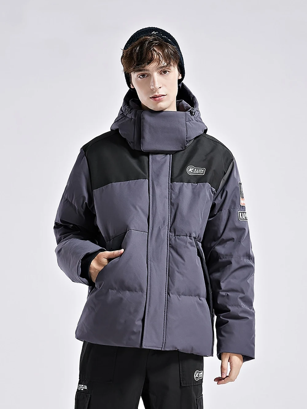 

Down-Filled Coat Winter Men's Hooded Cold Proof Splicing Thickened Warm Jacket