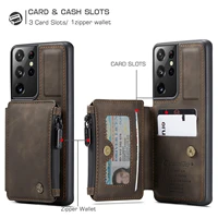 leather back case for samsung galaxy s20 s21 plus note 20 s21 ultra a72 a52 a71 s9 s10 plus zipper wallet card slot stand cover