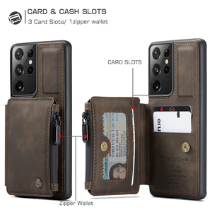 leather back case for samsung galaxy s20 s21 plus note 20 s21 ultra a72 a52 a71 s9 s10 plus zipper wallet card slot stand cover free global shipping