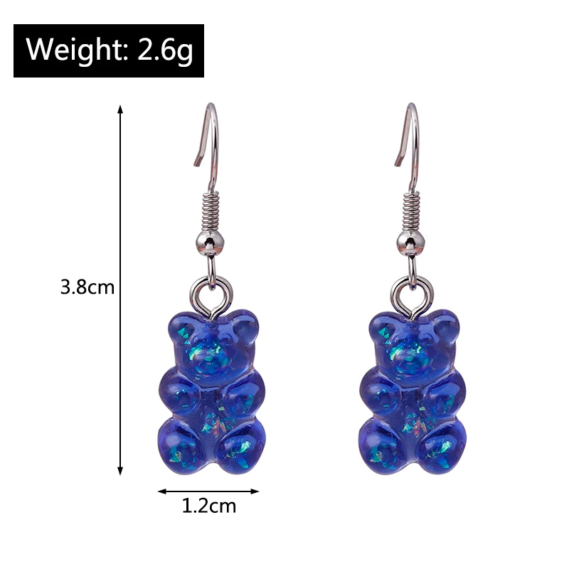 

New Fashion Sequins Resin Gummy Bear Dangle Earrings for Women Girl DIY Cartoon Animal Bear Earrings Creative Drop Jewelry Gifts